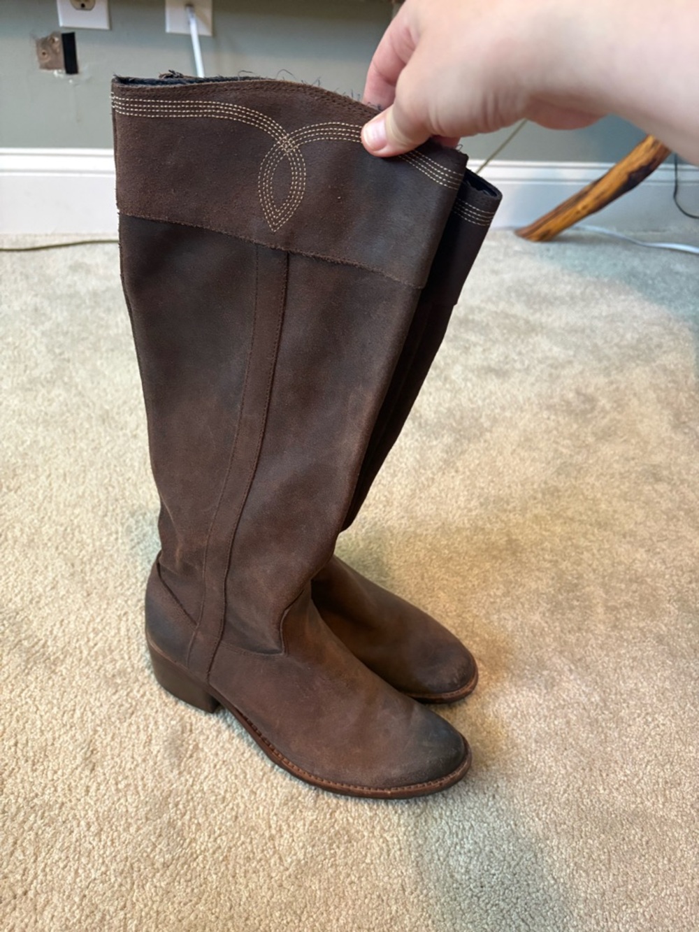 Donald J. Pliner Brown Suede Knee-High Riding Boots